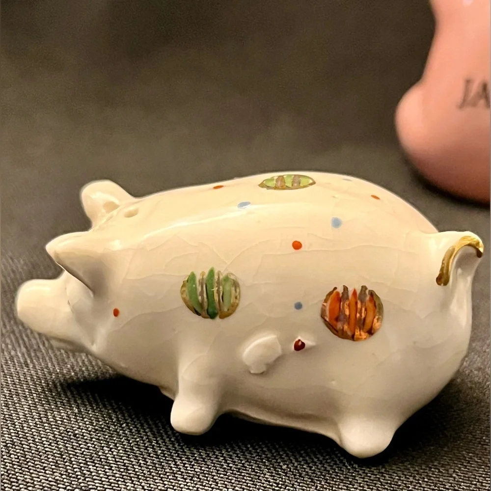 6pc Lot VTG Japan MCM Anthropomorphic Ceramic Pig Figurines Kitschy Whimsigoth